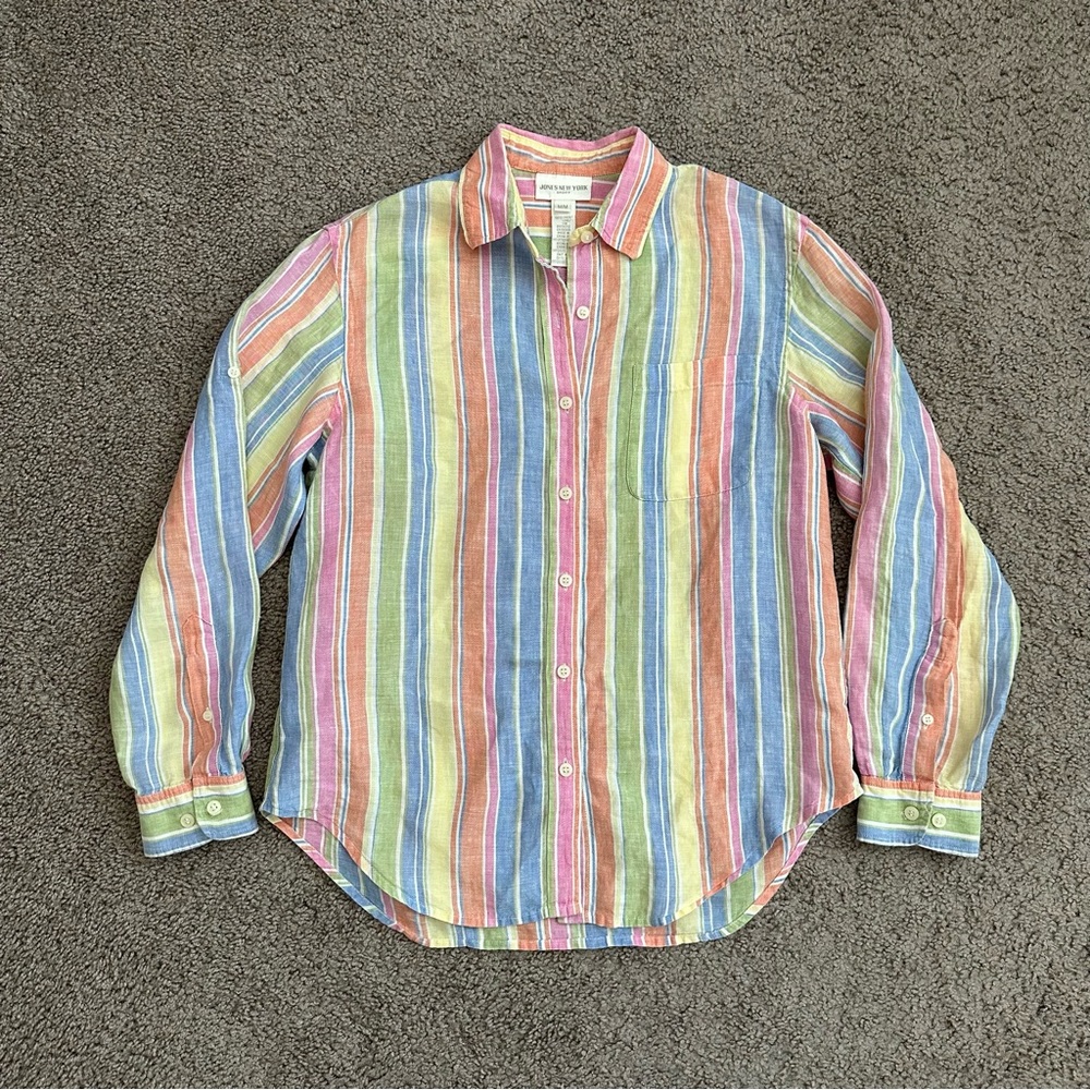 Jones New York Multicolor Striped Button Down Shirt